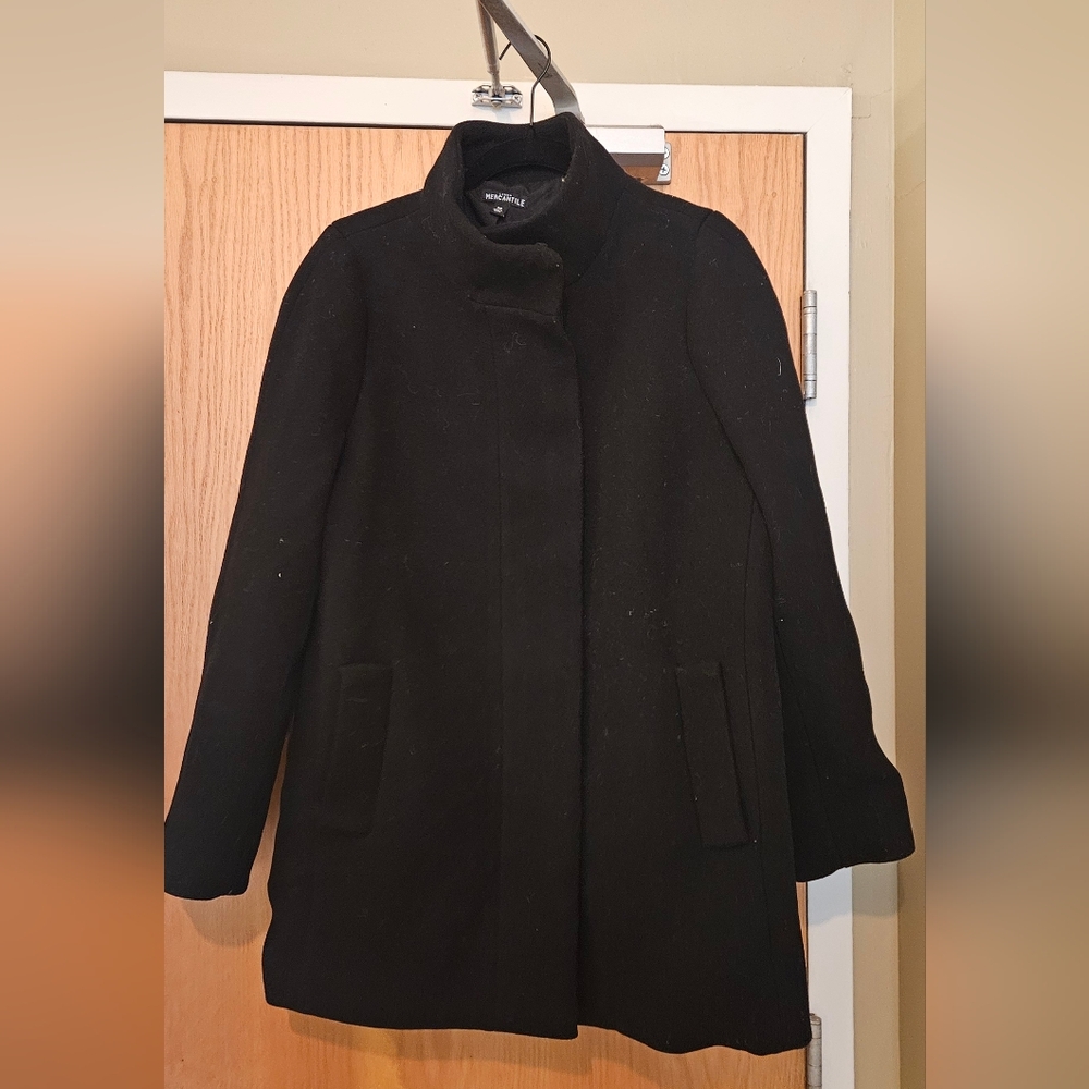 J Crew Black Lined Wool Coat